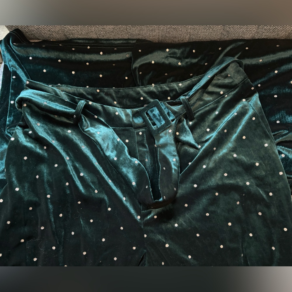 Green Velvet Pants with Jewels